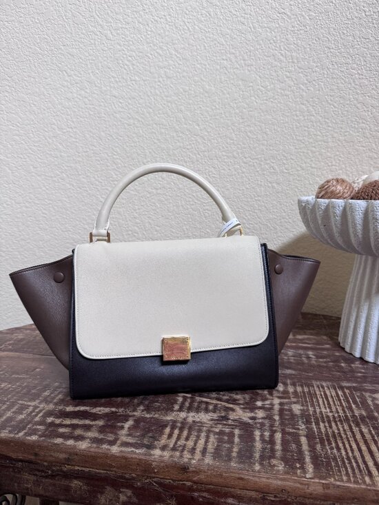 Celine Handbags - Celine Trapeze Tri-Color Leather Handbag + COA